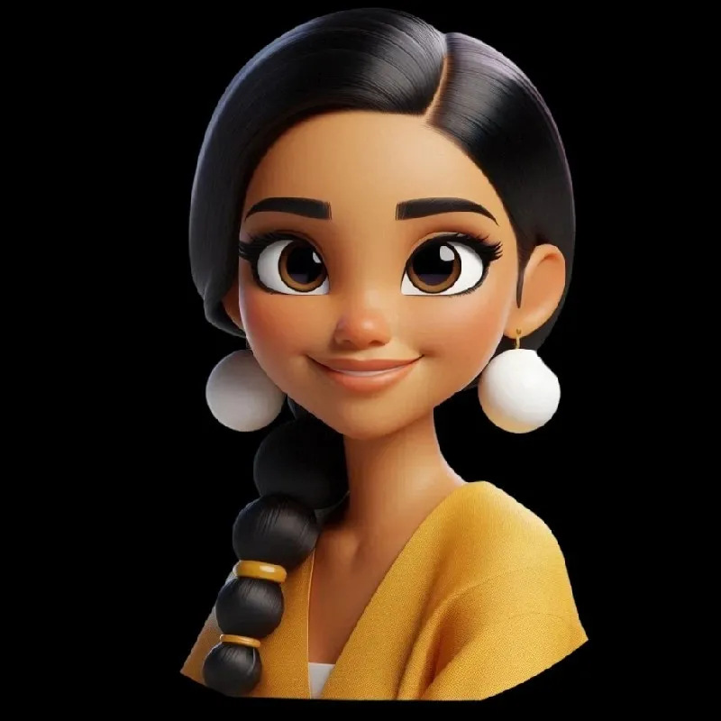 an AI generated girl with black hair in a braid looking straight into the camera