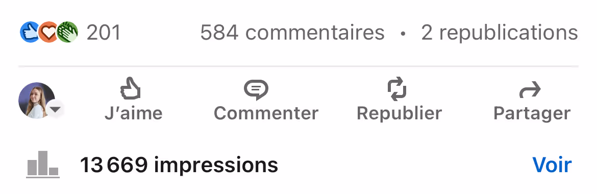 a screenshot of LinkedIn impressions